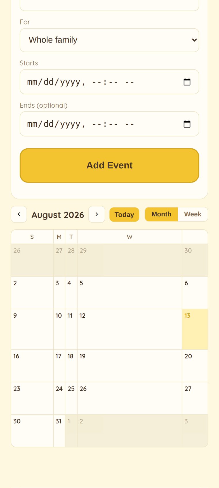 Family calendar