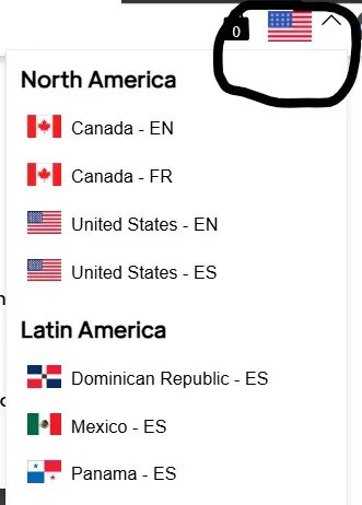 The country menu in my shop, tap the flag at the top right.